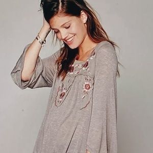Boho Peasant Blouse by Free People Size M Gray